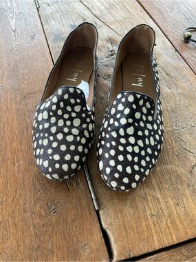 FS/NY |  Black and Cream Calf Hair Spotted Slip-On Loafers